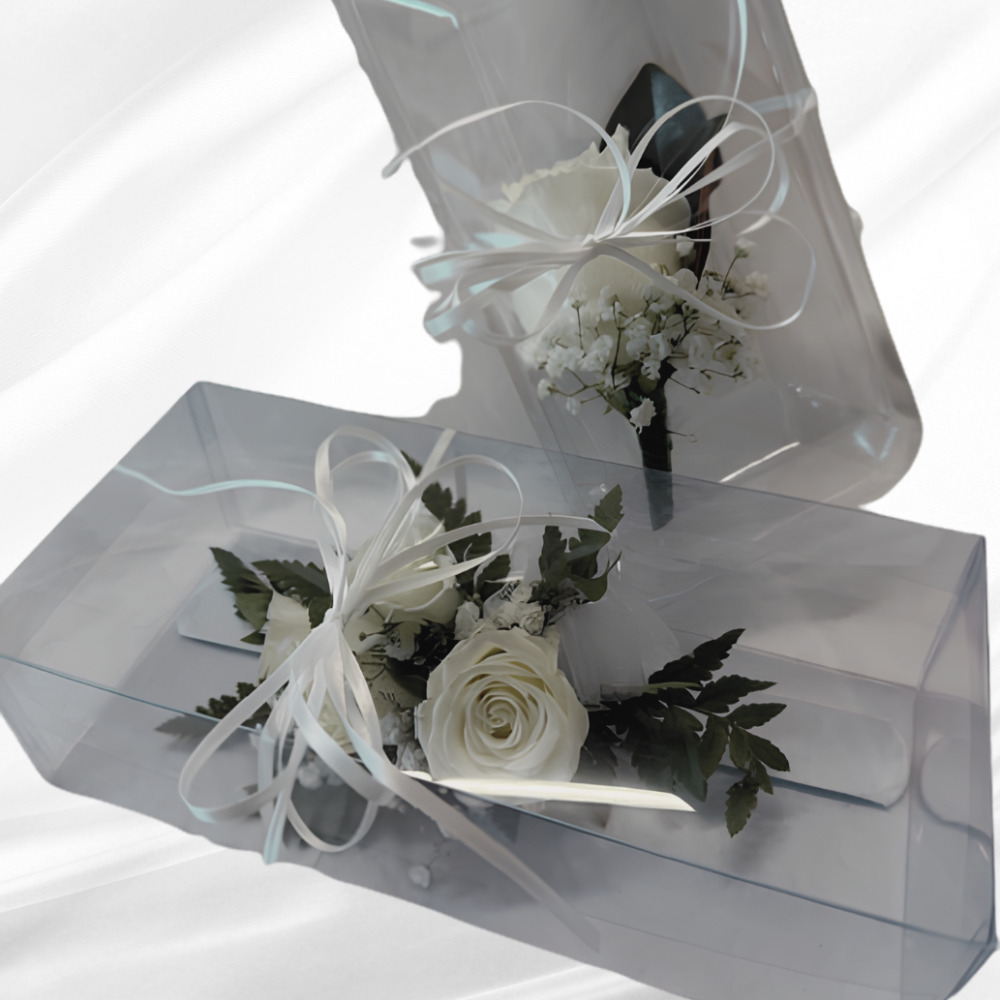 Elegance - White Rose Corsage and Button hole